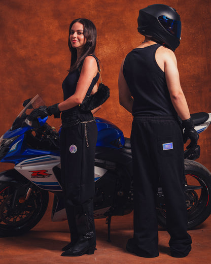 Reflective black sweatpants